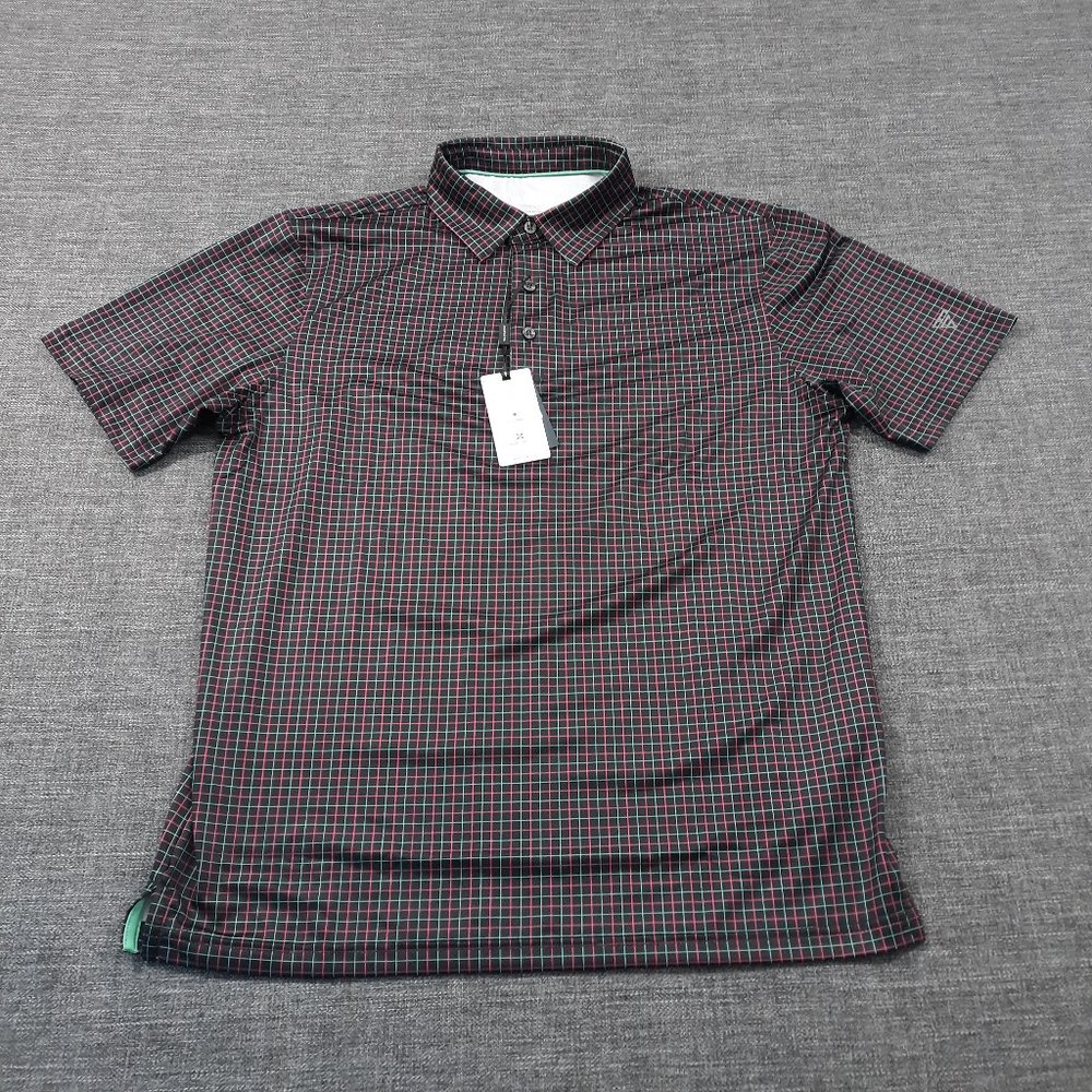 Maelreg Polo Shirt Mens Size Medium Golf Performance‎ Black Check